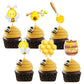 Gyufise 36Pcs Bumble Bee Cupcake Toppers Flower Sweet Bee Honeycomb Cupcake Picks Flower Oh Babee Cake Picks For Bee Theme Baby