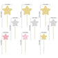 Gyufise 42Pcs Star Cupcake Toppers Gold Silver Pink Glitter Assembled Twinkle Star Cupcake Picks Wedding Engagement Bridal Showe