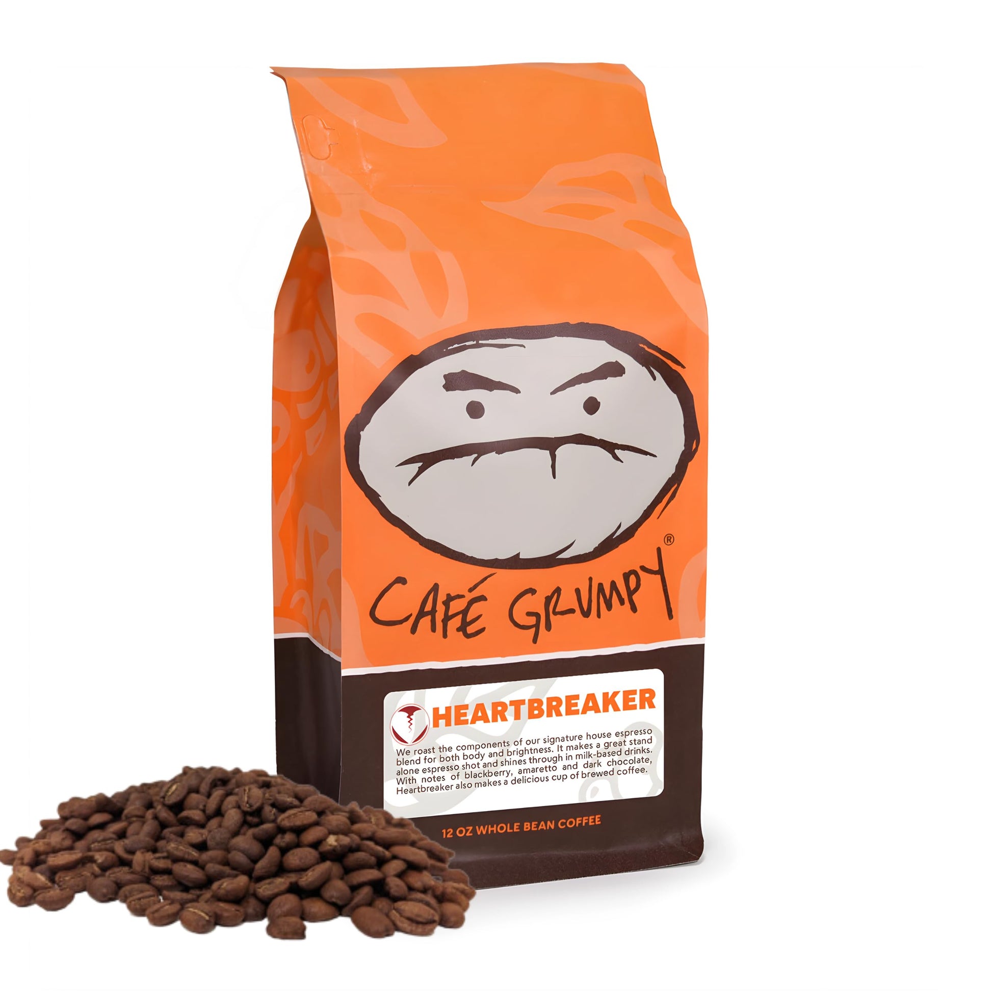 Café Grumpy Whole Bean Coffee Heartbreaker Blend, Medium Roast, 12 oz Bag