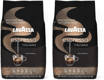 Lavazza Caffe Espresso 100% Arabic Whole Bean Coffee (2.2 Lbs) - Pack Of 2
