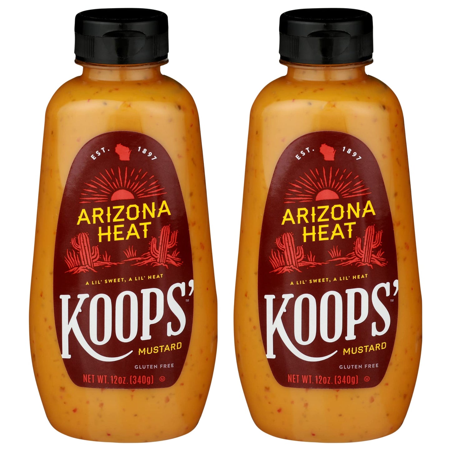 KOOPS Arizona Heat Mustard, Sweet and Spicy, Gluten-Free, Kosher, 12 Oz, Pack of 2