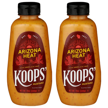 KOOPS Arizona Heat Mustard, Sweet and Spicy, Gluten-Free, Kosher, 12 Oz, Pack of 2