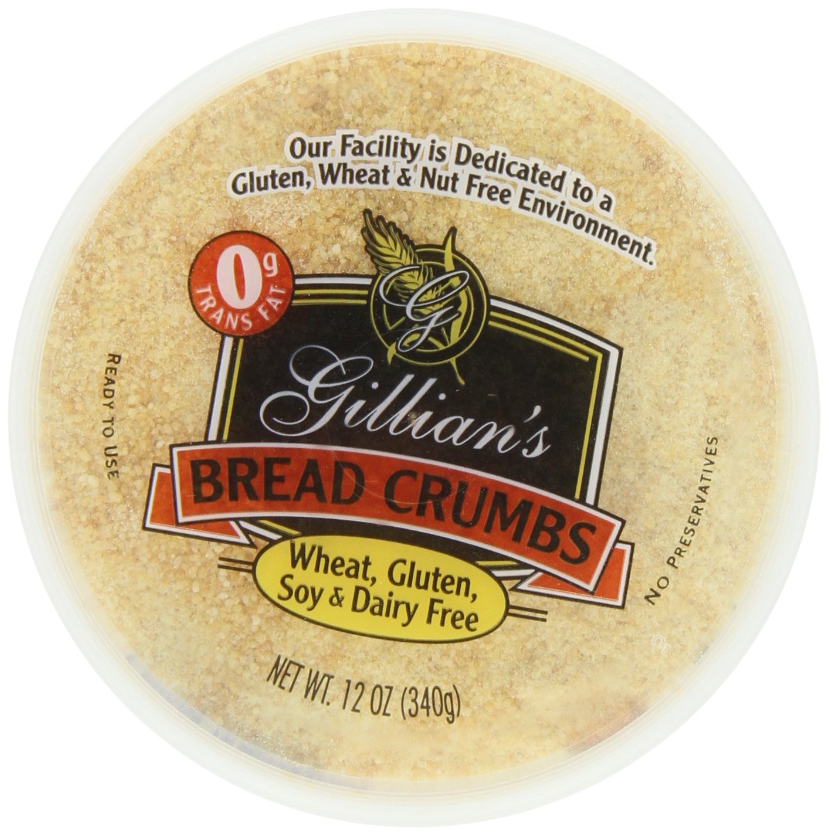 Gillian Bread Crumbs Wheat Free Gluten Free Dairy Free, 12-ounces (Pack of4)