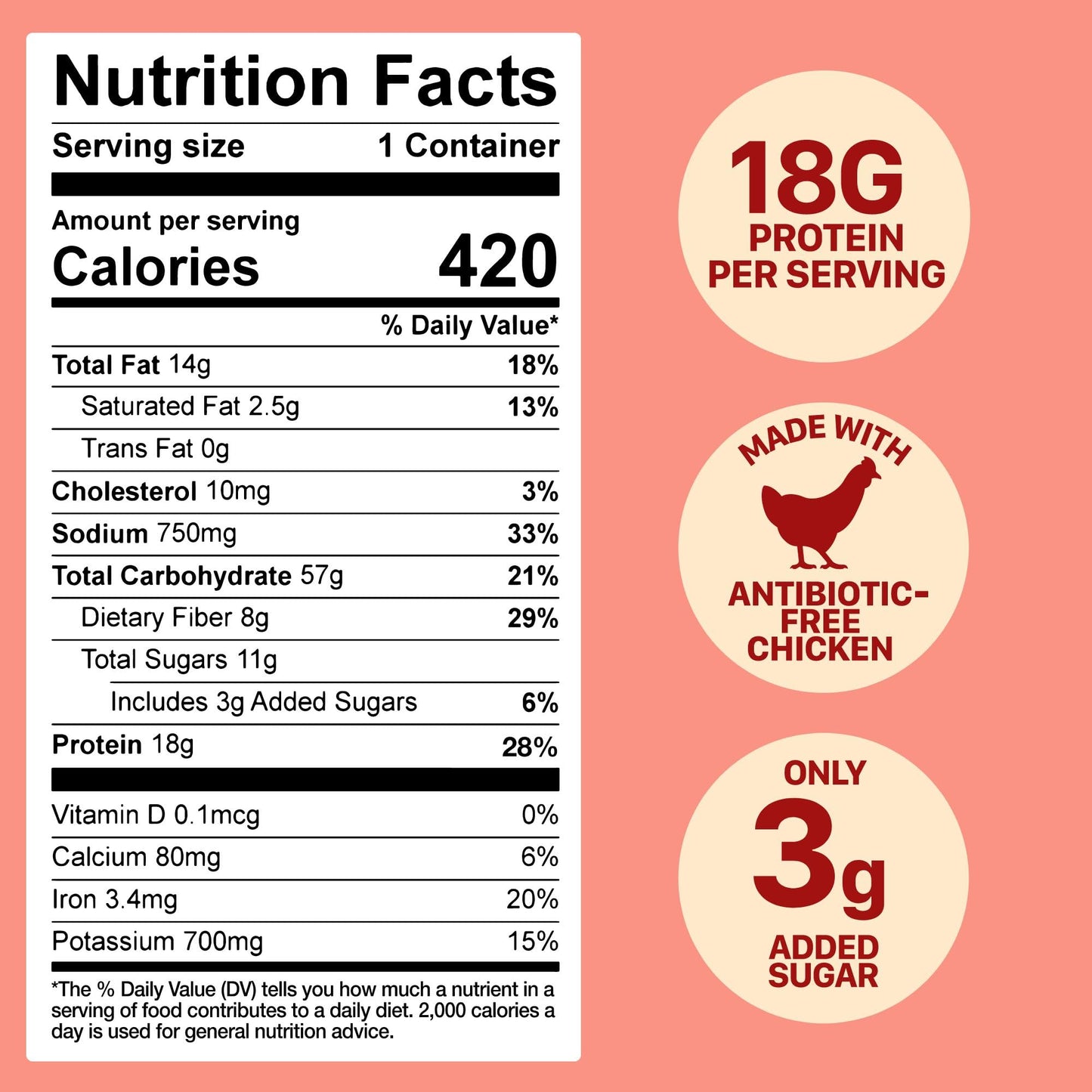 Born Simple Prepared Meals - Ready To Eat Thai Style Chicken Bowl | 18G Protein | 11 Oz (Pack Of 8)