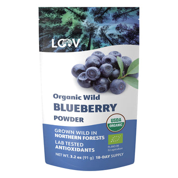 Loov Organic Wild Blueberry Powder - 18-Day Supply, 32 Oz, Good For Smoothie  Breakfast, Freeze-Dried, From Northern Europe, No