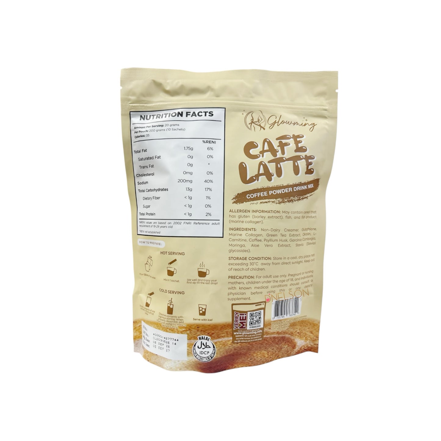 Cris Cosmetics Glowming Caf   Latte Coffee Powder Drink Mix - Glutathione & Collagen Blend (20g)
