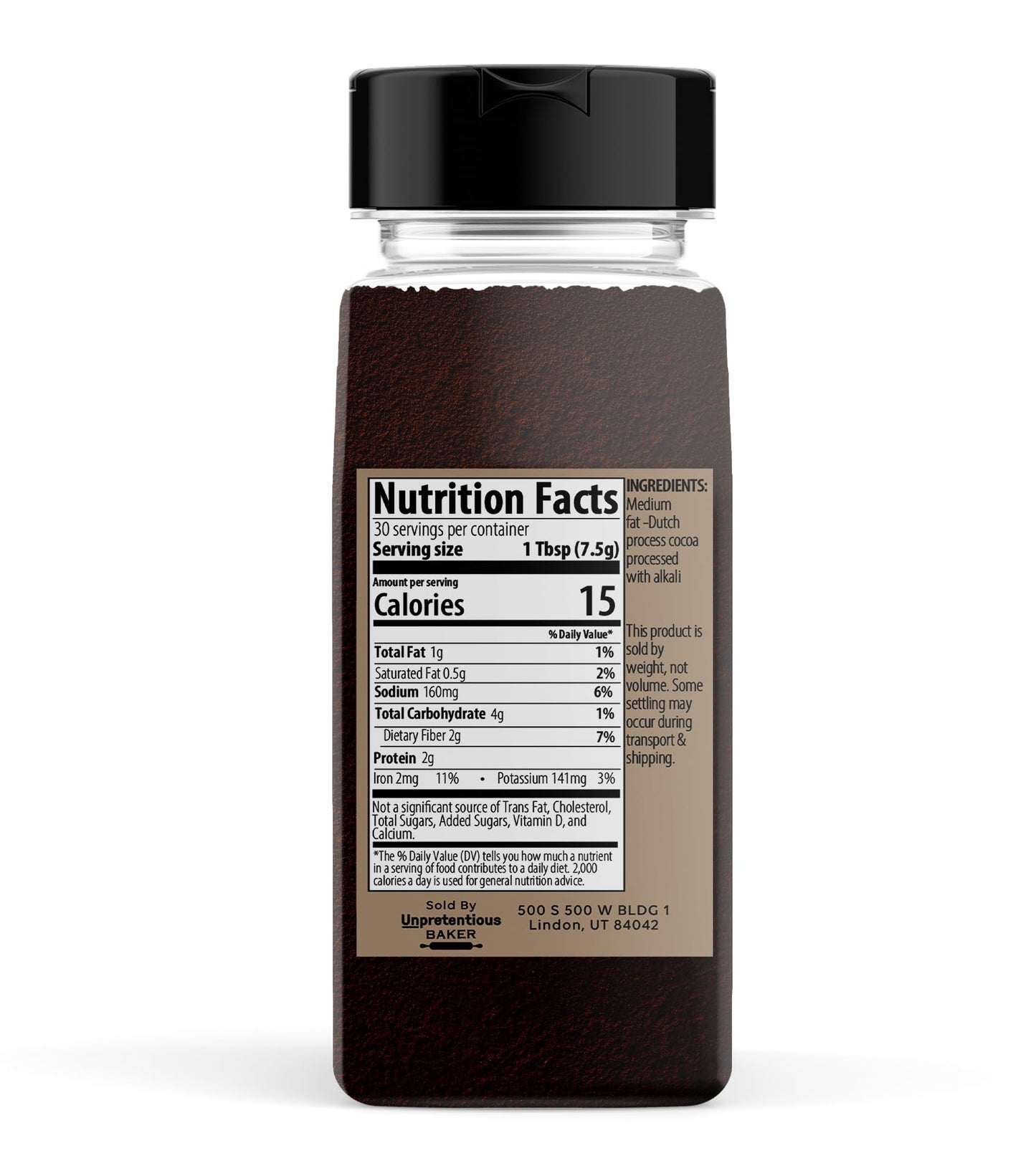 Unpretentious Black Cocoa Powder, Dutch Processed, Cookies & Cakes, Rich & Decadent (8 Ounce)