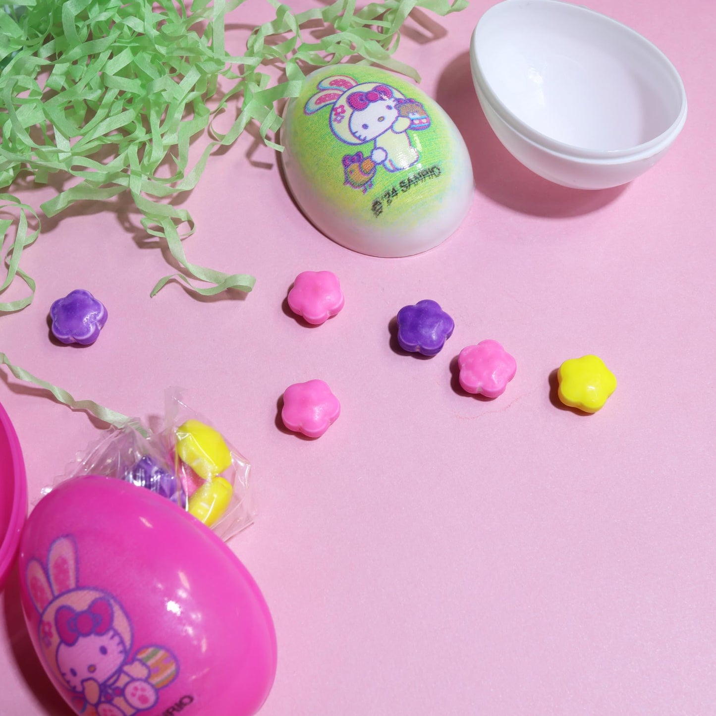 Hello Kitty Themed Easter Eggs Set, Prefilled With Assorted Hard Candies, Basket Stuffer Treats, 14 Count