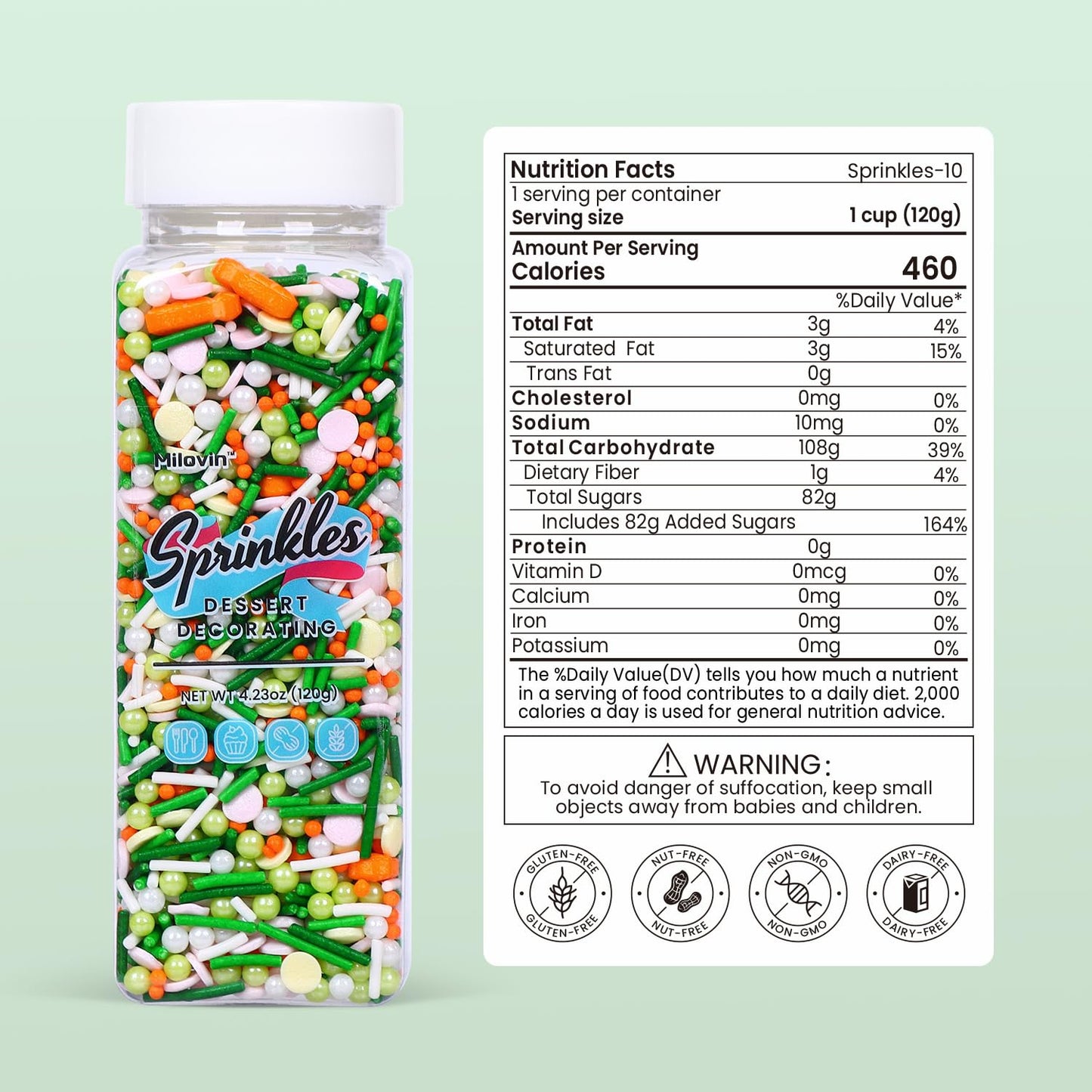 Edible Easter Sprinkles For Cake Decorating, Edible Carrot Sprinkles, Round Sprinkles, And Jimmy Spring Sprinkles For Easter Car