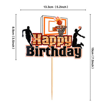 Ercadio 1 Pack Basketball Happy Birthday Cake Toppers Basketball Player Cupcake Picks Basketball Happy Birthday Cake Picks For S