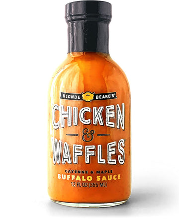 Blonde Beards Buffalo Sauce Chicken & Waffles (Mild/Medium) Spicy & Sweet - Great On Chicken Wings - Maple, Cayenne, Garlic, Butter - Gluten Free, Healthy, Natural (12 Fl Oz)