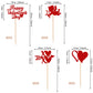 ZHUOWEISM 24 PCS Cupcake Toppers Glitter Heart XOXO Cupid Design 2 Red Bamboo Small Party Decorations