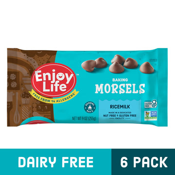 Enjoy Life Milk Chocolate Baking Morsels, Vegan, Gluten-Free, Non-GMO, 9 Oz (Pack of 6) - Perfect for Brownies, Cookies, Pancakes, & More