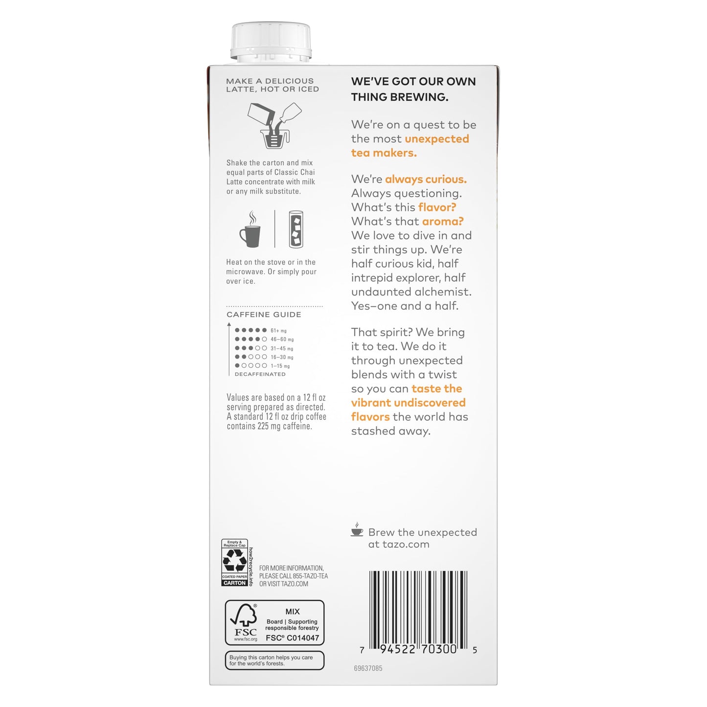 Tazo Chai Tea Latte Concentrate 32 Oz (2x32 Oz)