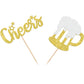 ZHUOWEISM 24 PCS malt-inspired Mug Cupcake Toppers Gold Glitter for Weddings and Parties - Design6