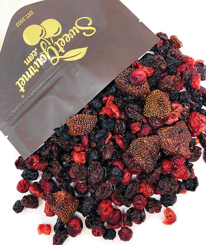 SweetGourmet Premium Dried Mixed Berries | Cherries, Cranberries, Blueberries, Strawberries | 1 Pound