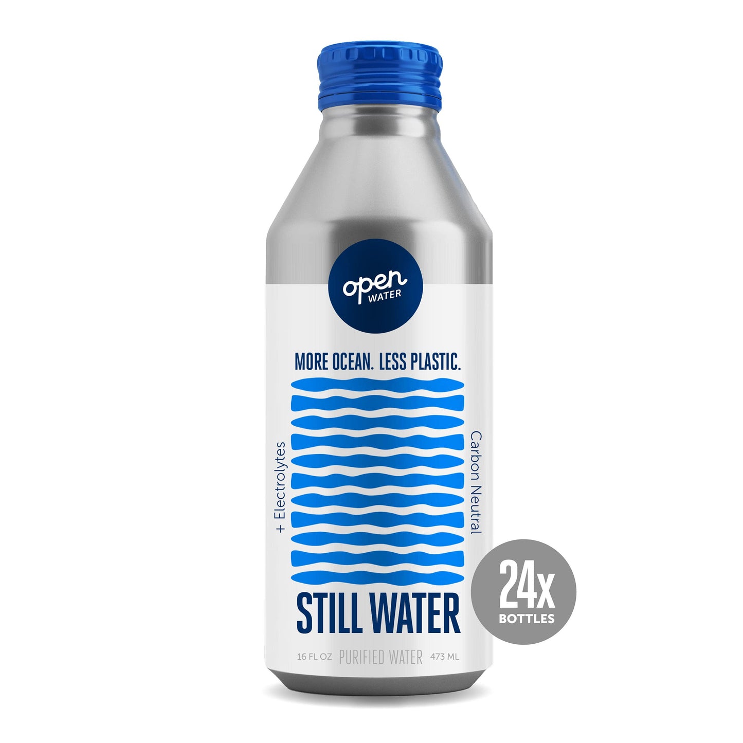 Open Water Still Bottled Water with Electrolytes in 16-oz Aluminum Bottles (2 Cases  24 bottles - Still) | BPA-free and Eco friendly