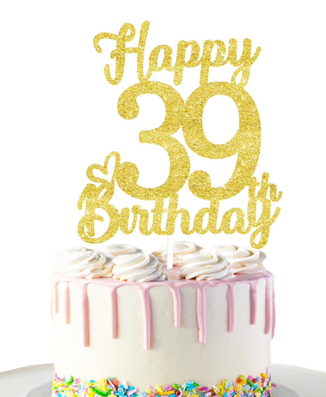 39 Birthday Cake Toppers-Gold Glitter, 39Th Cake Topper For Men,39 Cake Topper For Women, 39Th Birthday Decorations,39Th Birthda