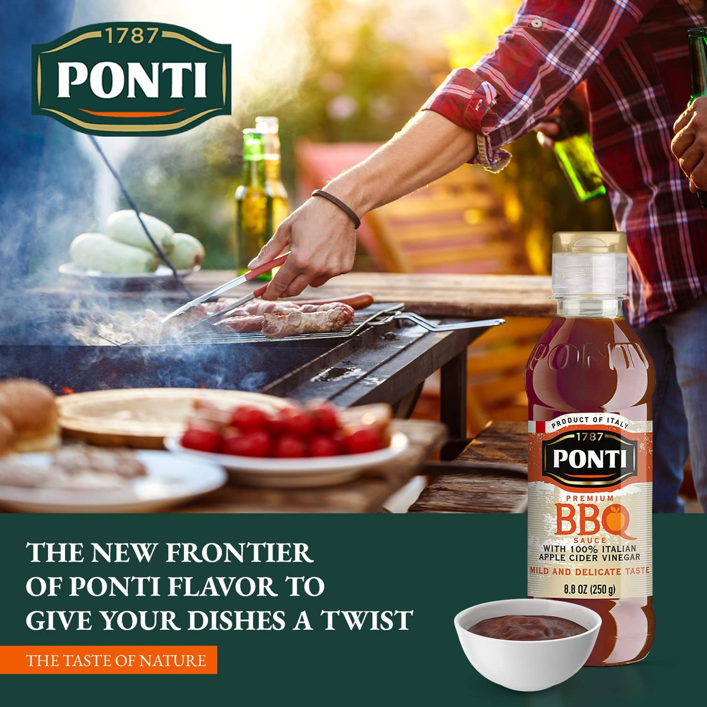 Ponti Premium BBQ Glaze, Sweet Vinaigrette, 8.8 Fl Oz, Perfect for Marinades and Pasta Dishes