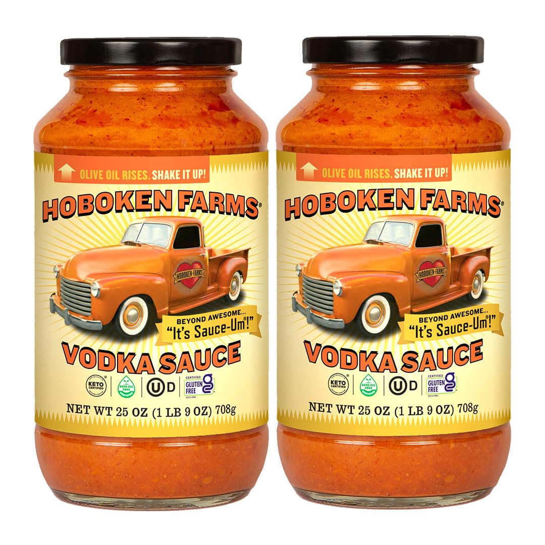 Hoboken Farms Vodka Sauce, No Sugar Added, Low Sodium, Keto, 25oz, Pack of 2