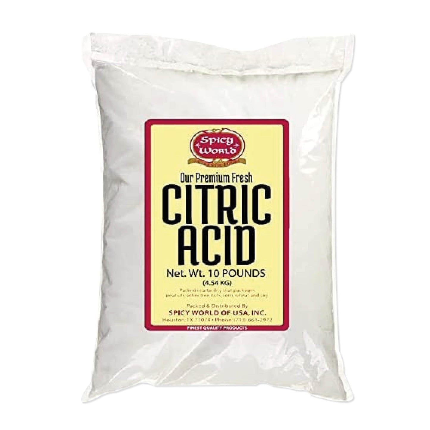 Pure Citric Acid, 10 Pound - Food Grade & Non-GMO- Natural Food Preservative, Beauty Ingredient- by Spicy World