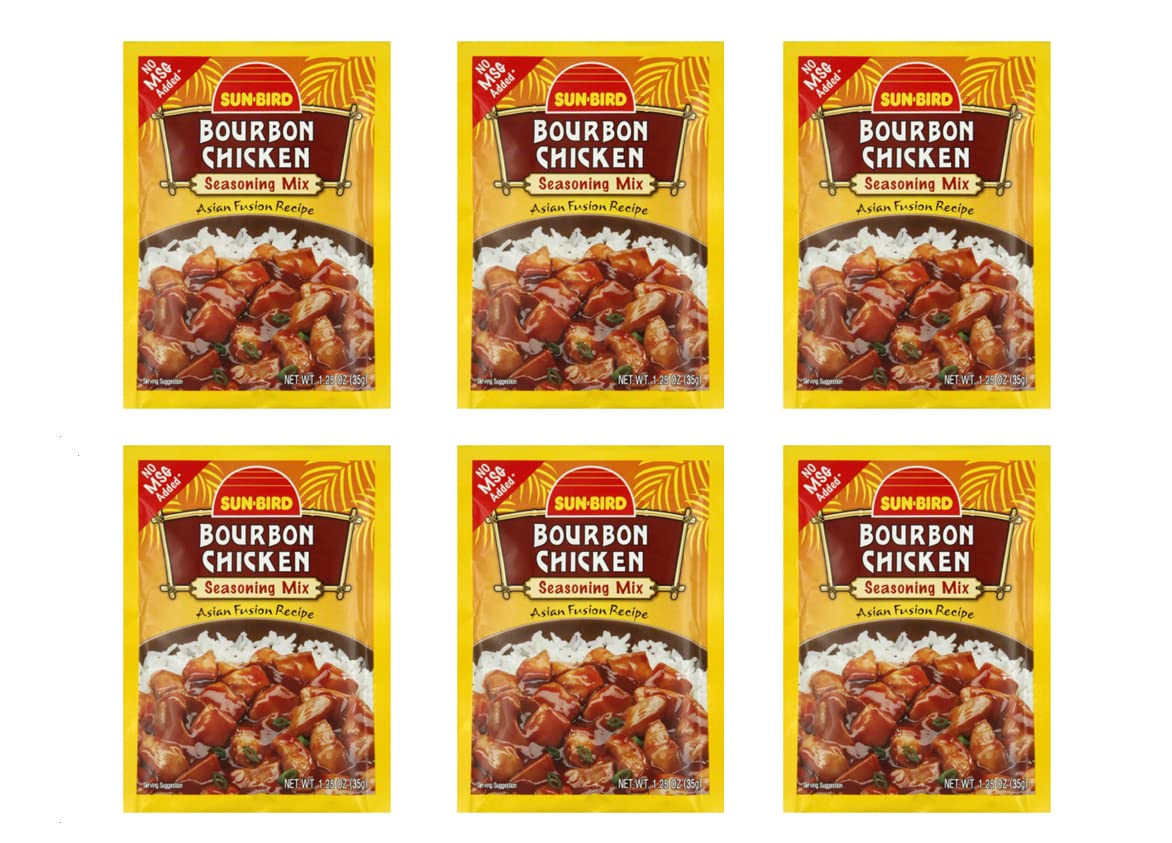SUNBIRD Bourbon Chicken Seasoning Mix, 1.25 Ounce Packets, Pack of 6