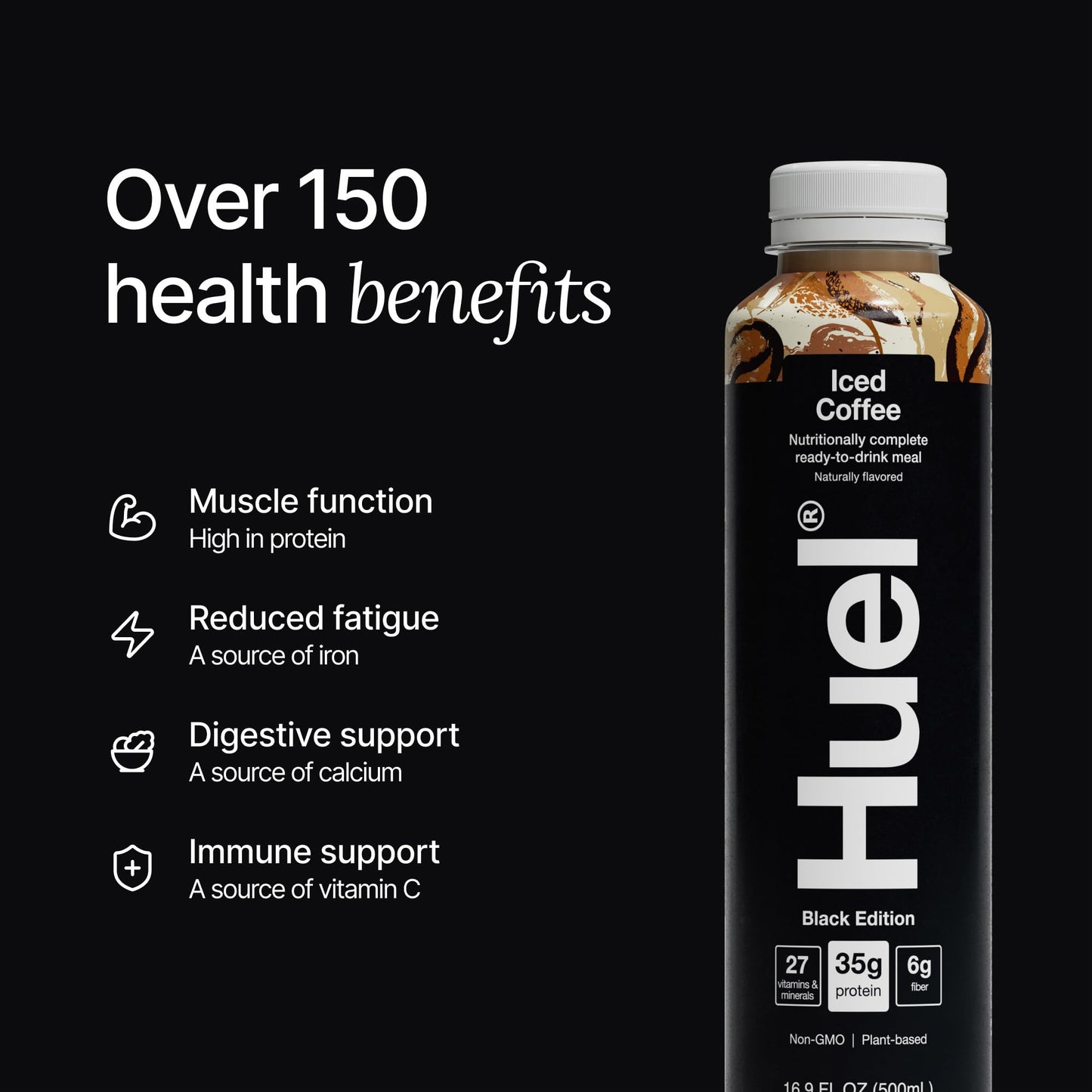 Huel Ready-to-Drink Iced Coffee Meal Replacement Shake, 35g Protein, Vegan, Gluten Free, 16.9 Fl Oz, 12 Pack