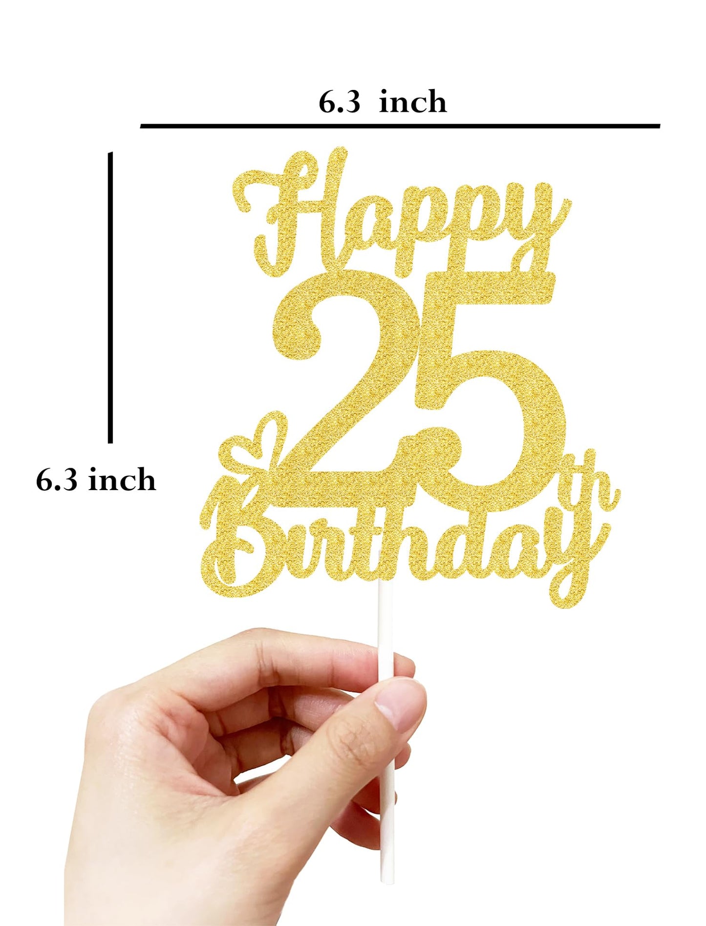 25 Birthday Cake Toppers-Gold Glitter, 25Th Cake Topper For Men,25 Cake Topper For Women, 25Th Birthday Decorations,25Th Birthda