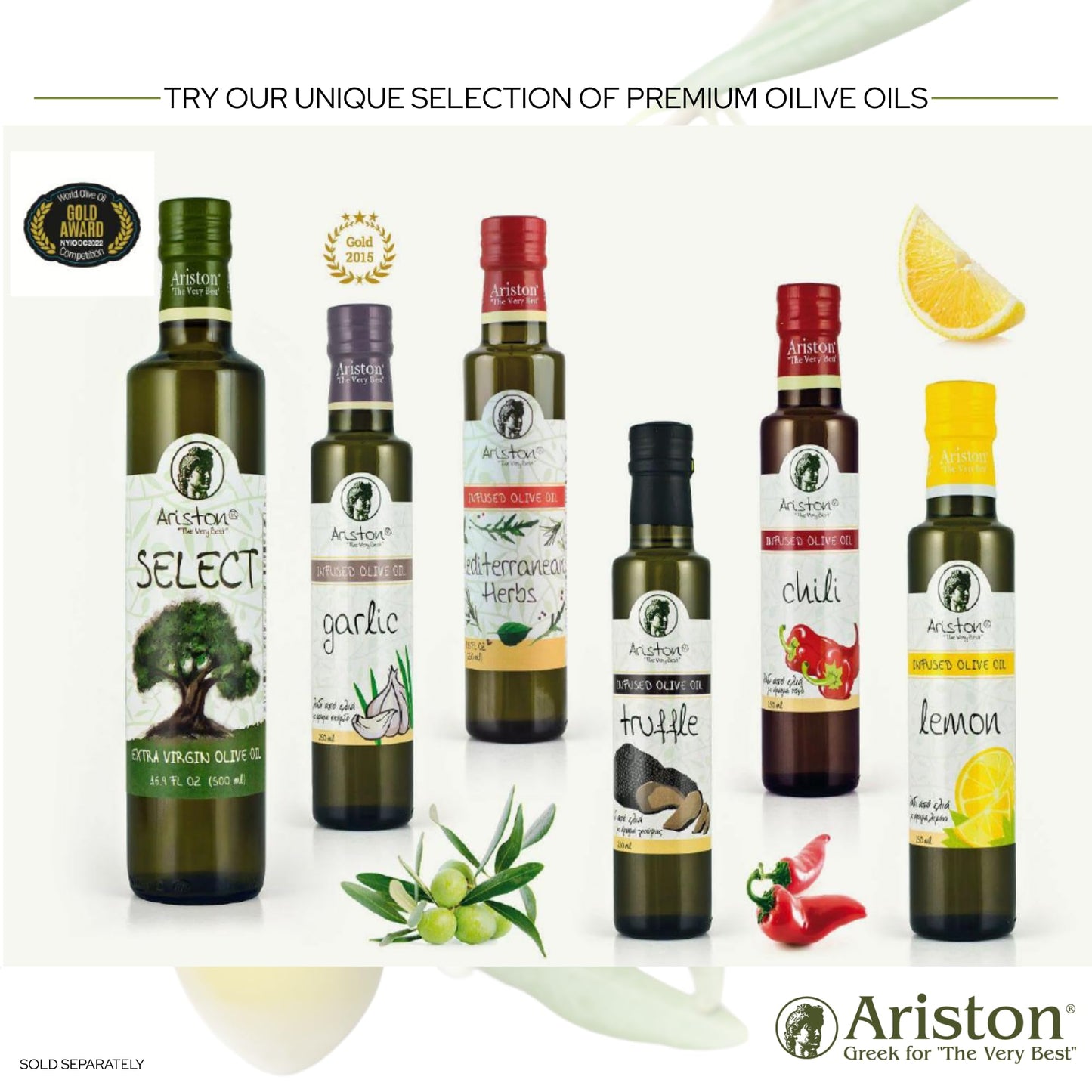 Ariston Balsamic Vinegar Set - 3 Bottles, Aged 250ml, Traditional Modena, Sweet Taste, Product of Italy