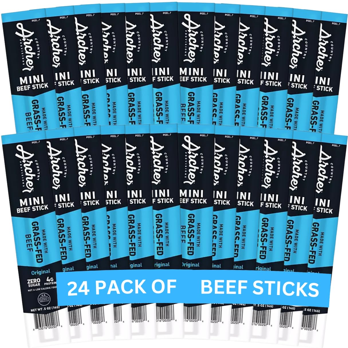 FANZUM Archer Minis Grass Fed Beef Sticks - 0.5oz, Pack of 24