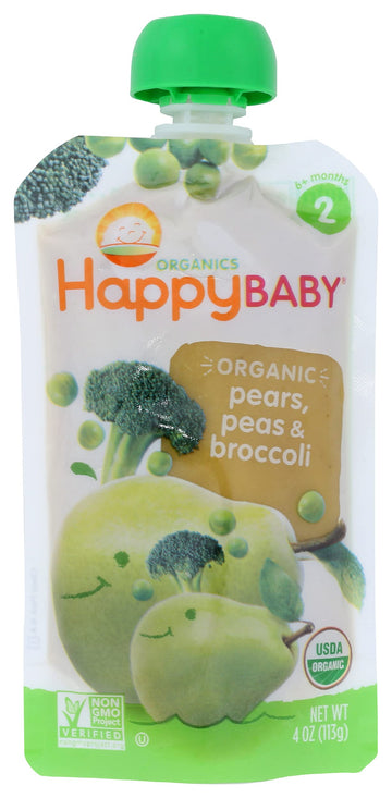 Happy Baby, Baby Food Stage 2 Special Combo Broccoli Pear Pea Organics, 4 Ounce