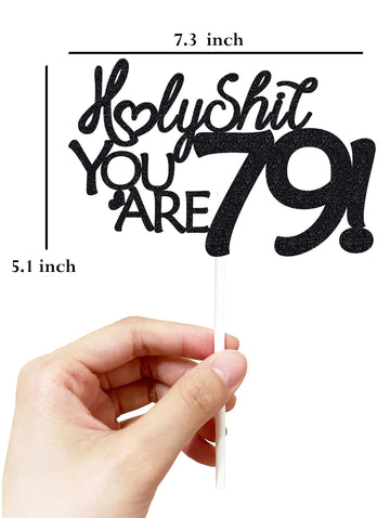 Happy 79Th Birthday Cake Topper 79 Birthday Cake Toppers-Black Glitter, Funny 79Th Cake Topper For Men For Women, 79Th Birthday