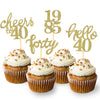24 Pcs Glitter 40th Birthday Cupcake Toppers for Celebrating Forty Years Old Birthday Party Decorations (Gold New)