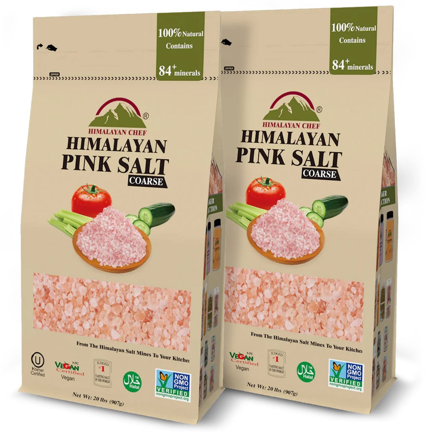 Himalayan Chef Himalayan Pink Salt, Coarse Grain - 40 lbs Bulk Size, For Grinders and Salt Mills | 100% Natural & Organic, Vegan