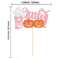 Gyufise 1Pc Little Boo Halloween Cake Topper Pink Glitter Pumpkin Ghost Halloween Baby Shower Cake Decorations For Halloween The