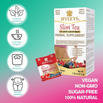 Hyleys Tea Variety Pack Bundle - Organic Green Tea 7 Flavors, Slim Tea 5 Flavor Assortment, And Pineapple Flavor - 75 Total Tea