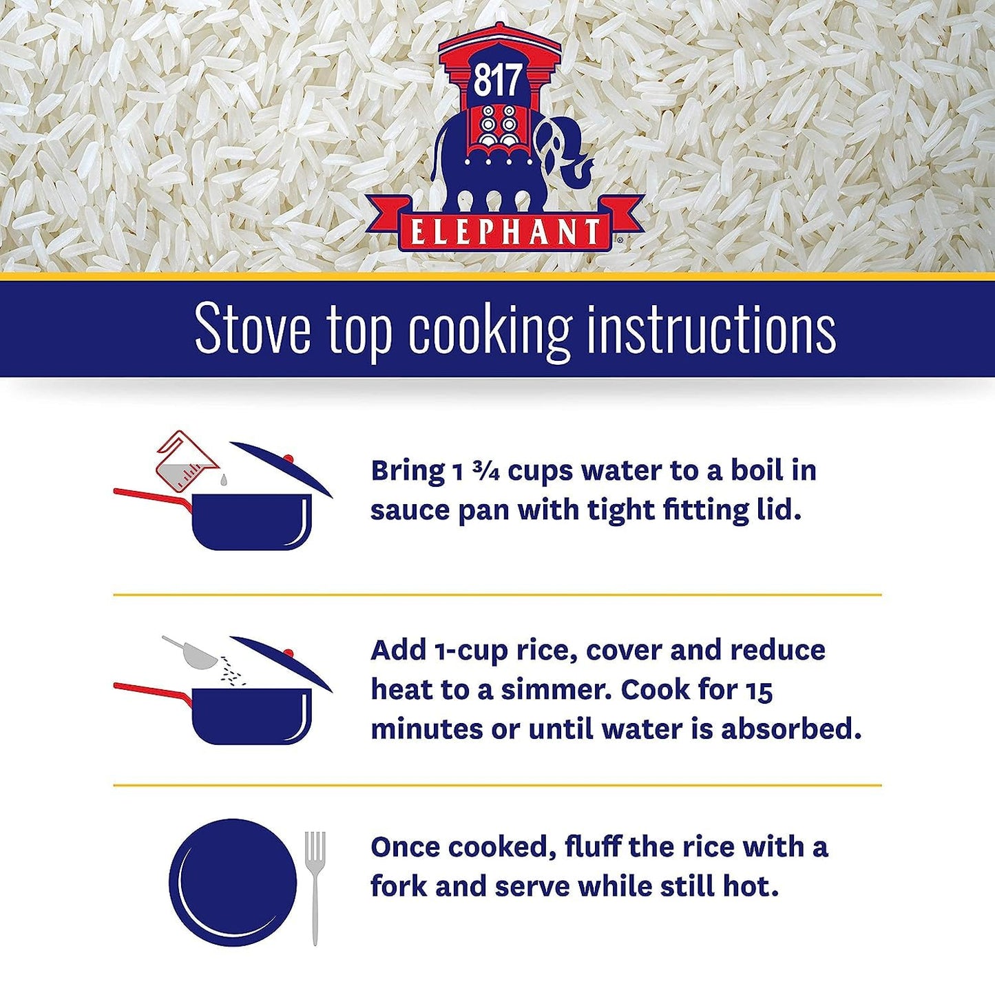 817 Elephant Jasmine Rice White Thai Hom Mali, 4 lbs (2 x 2 lbs) - Premium Quality Jasmine Rice, Model 91000338