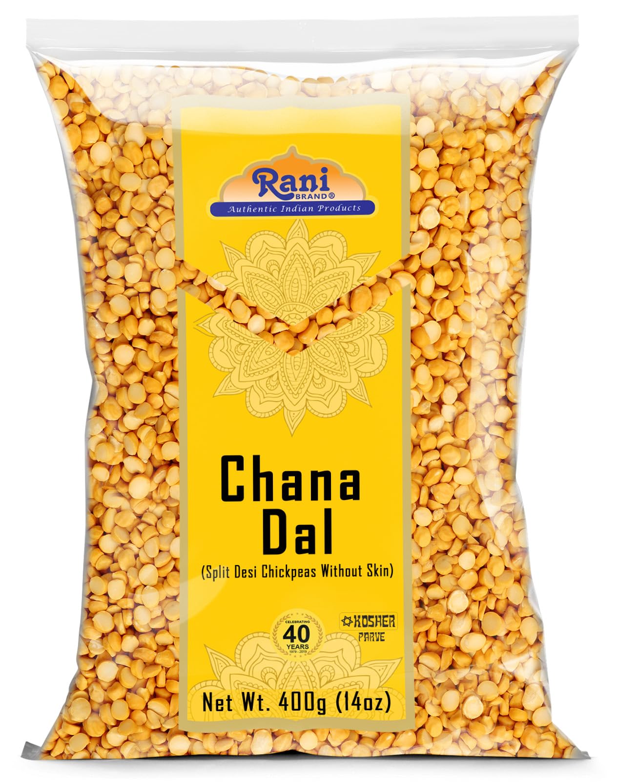 Rani Chana Dal (Split Desi Chickpeas without skin) 14oz (400g) ~ All Natural | Gluten Friendly | NON-GMO | Kosher | Vegan | Indi