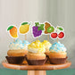 Mulukaya Fruit Cupcake Toppers, 30 Pcs, Paper, Watermelon Lemon G  Banana Strawberry, Model 552, Party Decorations