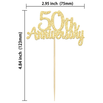 Gyufise 24 Pack 50Th Anniversary Cupcake Toppers Picks Gold Glitter Happy 50Th Anniversary Cake Decorations For 50Th Wedding Ret