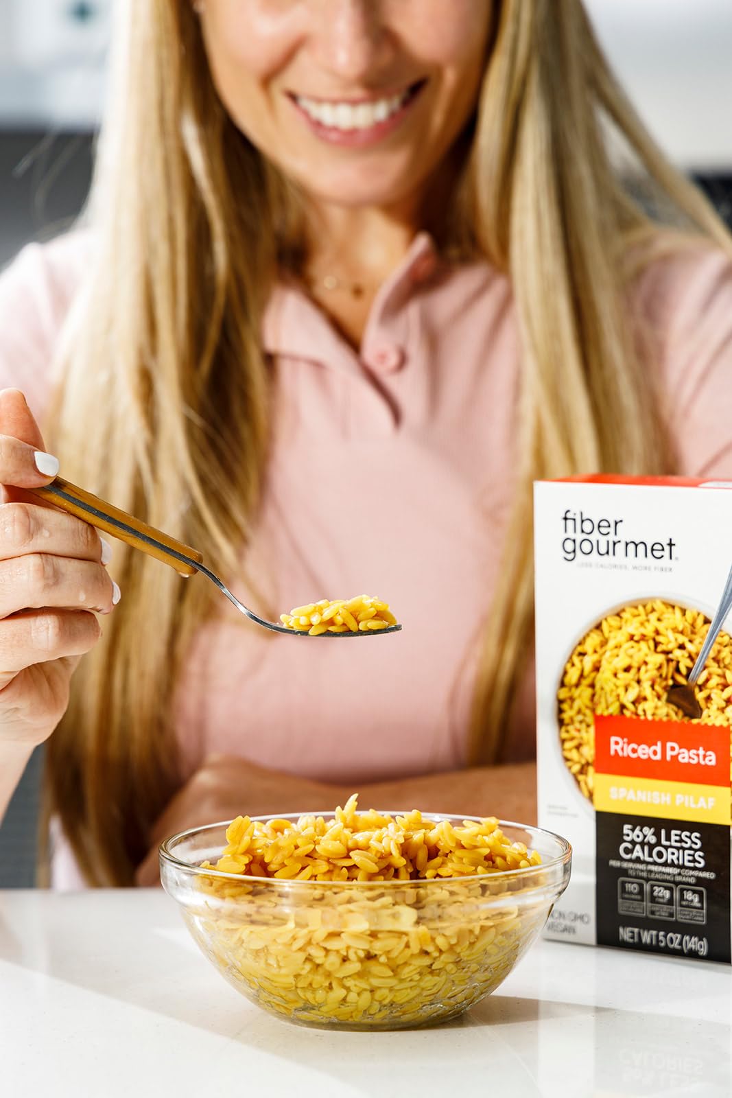 Fiber Gourmet Pasta – Spanish Pilaf Riced Pasta – Fiber-Rich, Low Calorie – Pack of 6 – Vegan, Kosher, Non-GMO