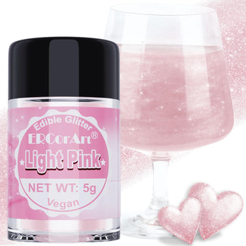 Edible Glitter - Light Pink Luster Dust Edible for Drinks Cakes, Food Grade Cake Decorating Shimmering Glitter, Sprinkle Powder 