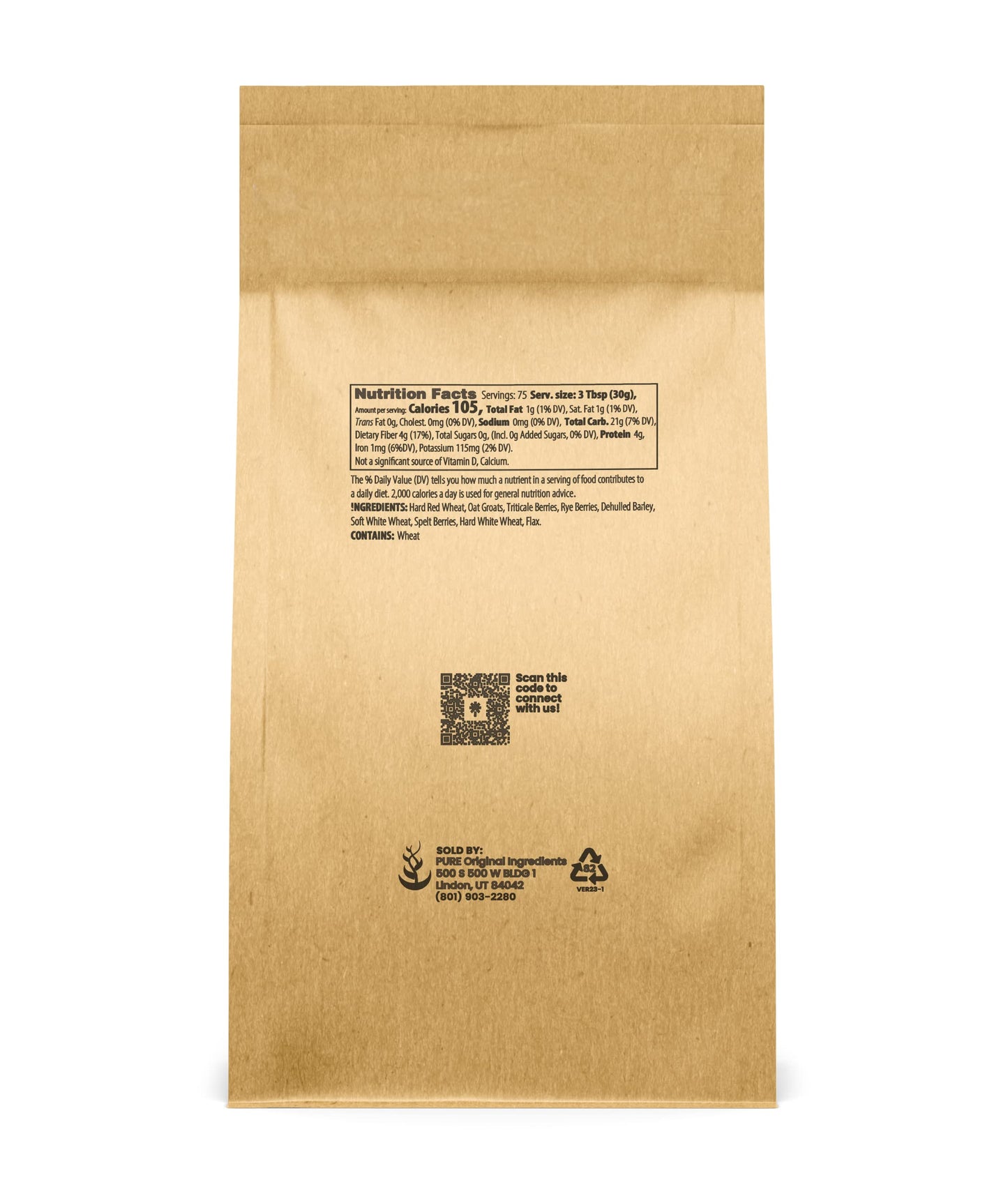 Pure Original Ingredients 9 Grain Flour (5 Lb), Bread, Dough, Storable, Transportable