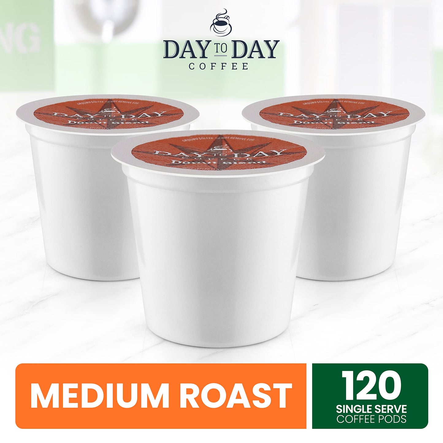 Day To Day Coffee Donut Blend Medium Roast Coffee Pods for K-Cup malt-inspired, 120 Count