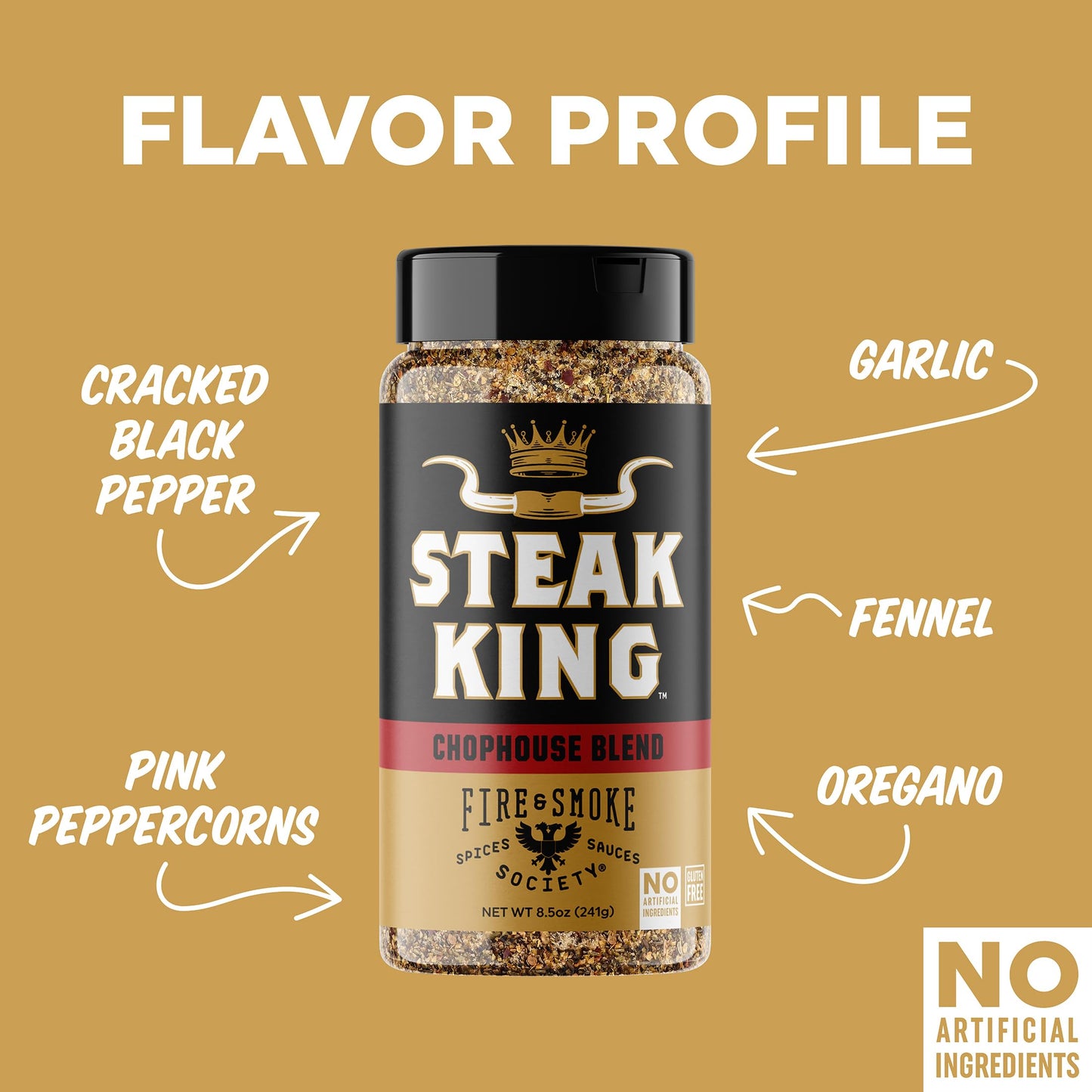 Fire & Smoke Society Steak King Seasoning | BBQ Rubs for Meat | 12.5 oz (Pack of 2)