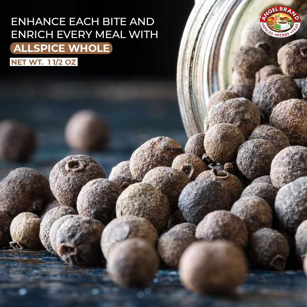 Angel Brand Allspice Berries Whole - 1.5 oz Bottle - Jamaican Allspice for Cooking and Pickling