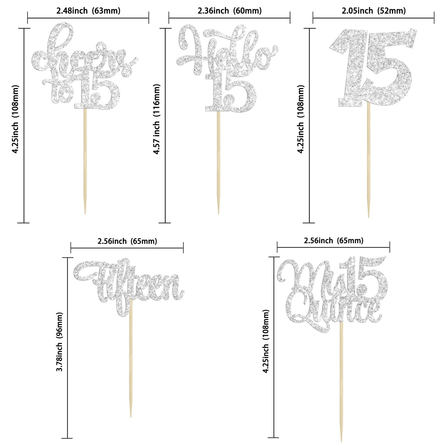 30Pcs 15Th Birthday Cupcake Toppers Fifteen Cupcake Picks Cheers To 15 Years Old Mis Quince 15 Cake Decorations For 15Th Birthda