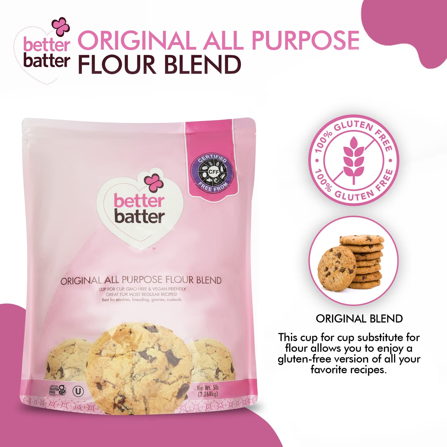 Better Batter Gluten Free Flour - Award Winning Nutritious, Vegan, Allergen Free, & Kosher - Cup for Cup Alternative All-Purpose