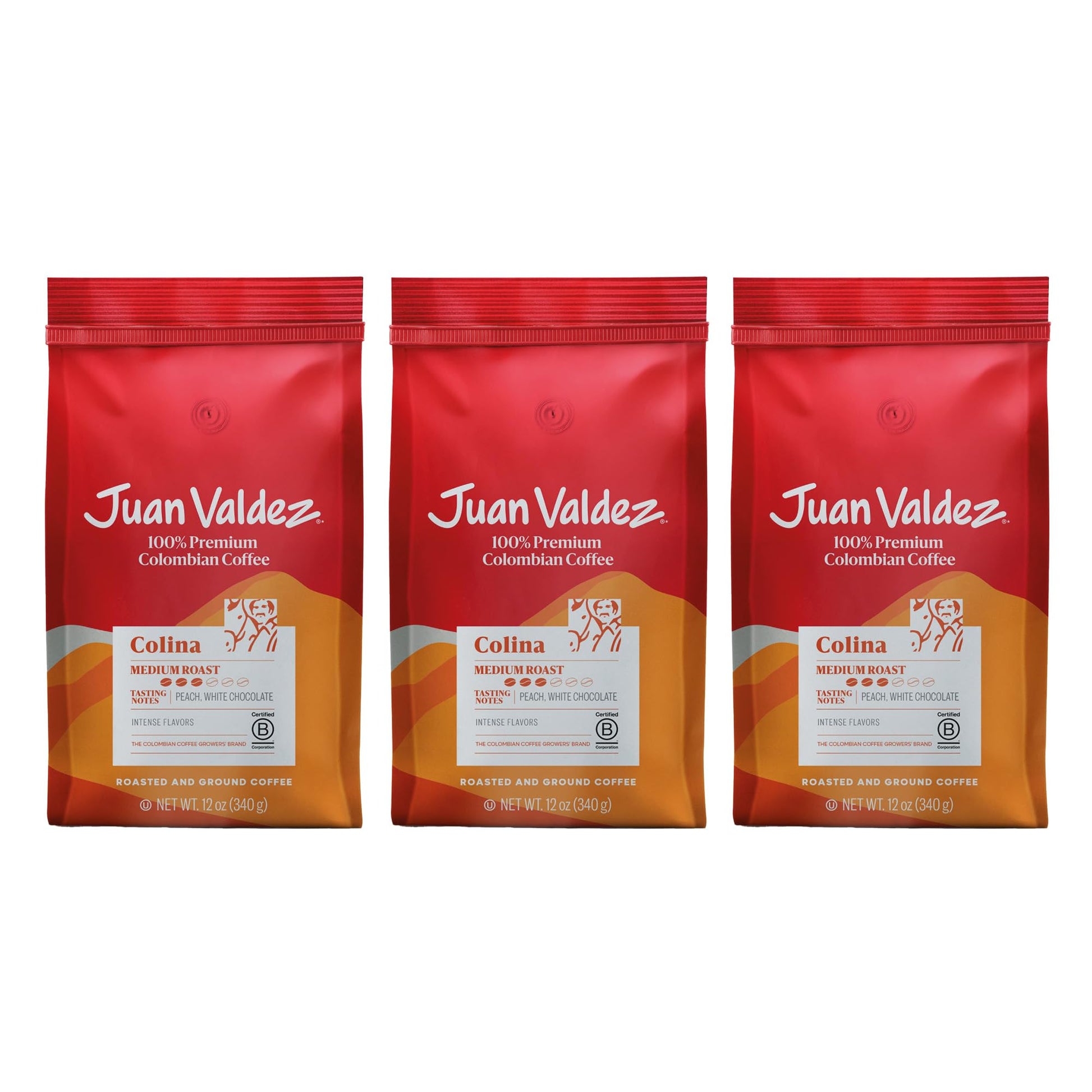 Juan Valdez Ground Coffee, Premium Colombian, Balanced Flavor, 12 oz (Pack of 3)