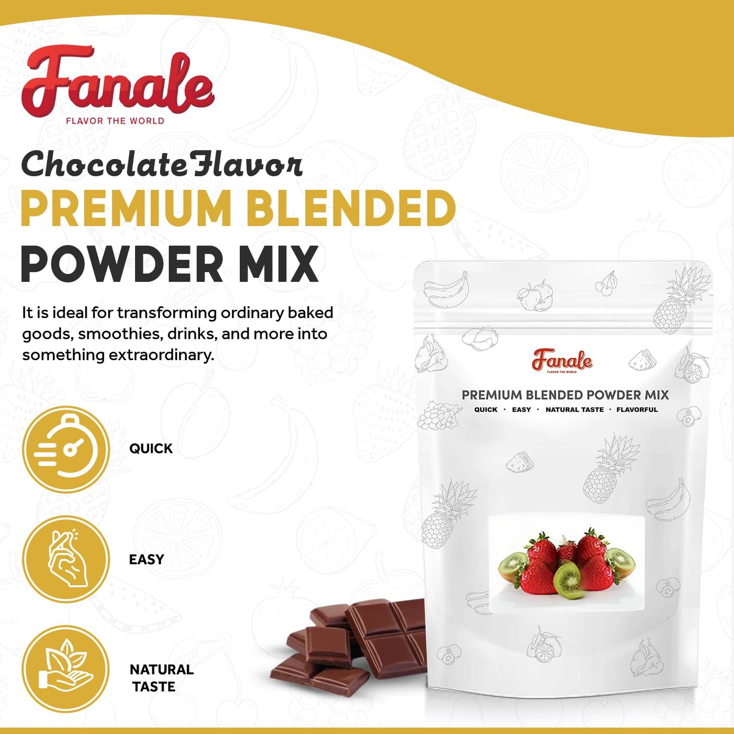 Fanale Premium Chocolate Bubble Tea Flavoring Powder | Perfect For Baking, Smoothies, Desserts And Drinks | Instant Flavoring Po